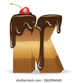 Cake letter with chocolate topping and cherry on top