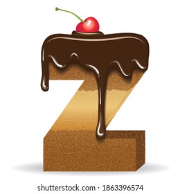 Cake letter with chocolate topping and cherry on top