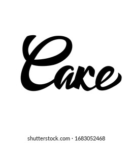 Cake lettering typography. Ideal for bakery logotype design, icon, card, postcard, logo banner. Vector handwritten illustration.