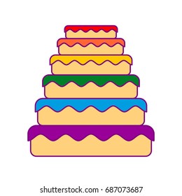 Cake LGBT. Great pie color rainbow. Food gay. Festive meat