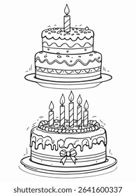 Cake Line Art Inspired by Minimalist Art Forms.eps