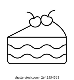Cake Line Editable Stroke Icon. Fast-food And Drinks Themes Vector Illustration