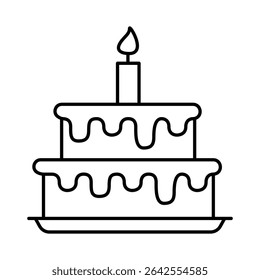 Cake Line Editable Stroke Icon. Fast-food And Drinks Themes Vector Illustration