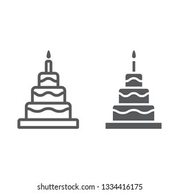 Cake line and glyph icon, food and dessert, sweets sign, vector graphics, a linear pattern on a white background, eps 10.