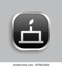 cake line icon design. Glossy Button style rounded rectangle isolated on gray background. Vector illustration