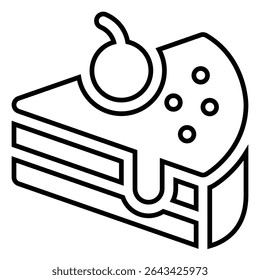 cake line icon design. cake thin black outline symbol vector illustration. editable stroke icon on transparent background.