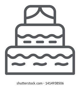 Cake line icon, food and sweets, dessert sign, vector graphics, a linear pattern on a white background, eps 10.