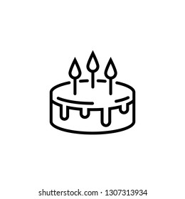 Cake line icon isolated on a white background. Pie sign