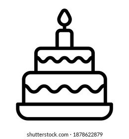 cake line icon, Merry Christmas and Happy New Year icons for web and mobile design