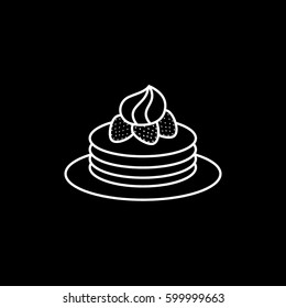 Cake Line Icon On Black Background