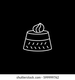 Cake Line Icon On Black Background