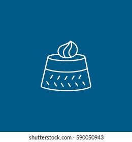 Cake Line Icon On Blue Background