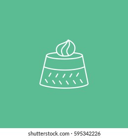 Cake Line Icon On Green Background