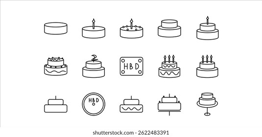 cake line icon pack illustration
