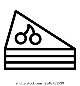 Cake line icon. Piece of birthday cake illustration isolated on white. Sweet cream pie slice with cherry outline style designed for and app. Eps 10.