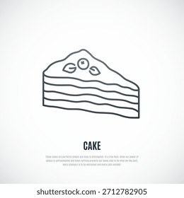 Icono de línea de pastel. Pedazo de Ilustración vectorial de pastel.
