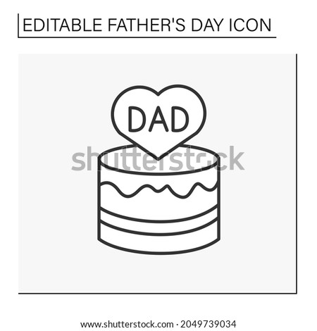 Cake line icon. Present cake with heart. Delicious sweet pie in honor of father. Father day concept. Isolated vector illustration. Editable stroke