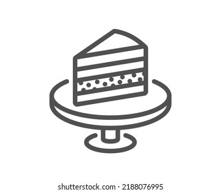 Cake line icon. Sweet dessert sign. Confectionery or pastry symbol. Quality design element. Linear style cake icon. Editable stroke. Vector