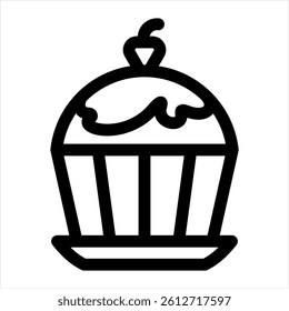 Cake Line Icon Vector Illustration