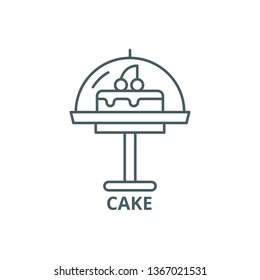 Cake line icon, vector. Cake outline sign, concept symbol, flat illustration