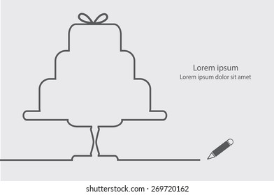 Cake line minimalist design vector illustration. 