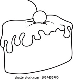  ilustración vectorial de línea de pastel aislada en fondo blanco
