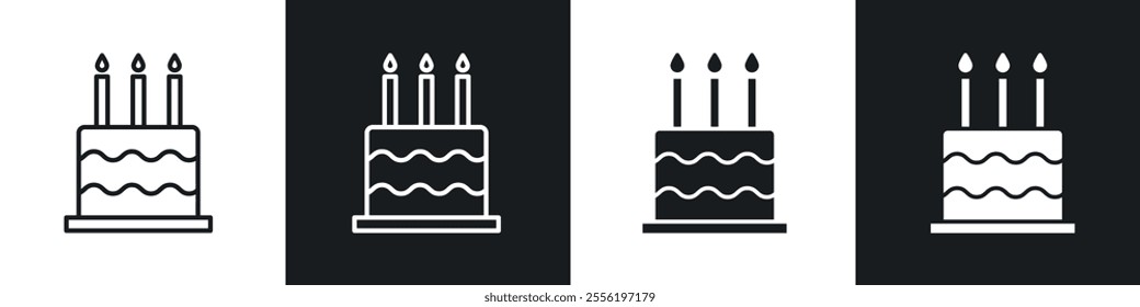 Cake linear icon set for app, and web design.