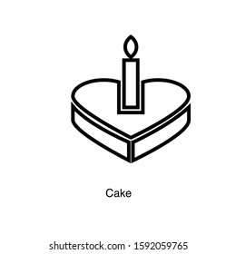 Cake linear icon vector on white background. Food black icon illustration