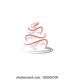 Cake lines on a white background, the logo of the pastry shop. Abstract vector illustration