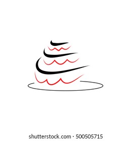 Cake lines on a white background, the logo of the pastry shop. Abstract vector illustration