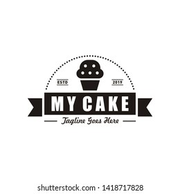 Cake logo for bakery business with retro or vintage style
