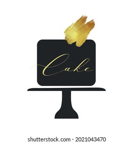 Cake logo black with golden decor elements