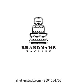 cake logo cartoon design template icon black modern vector illustration