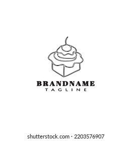 cake logo cartoon flat template icon black modern isolated vector illustration