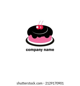 cake logo with cherry on top clean and clever design.flat icon