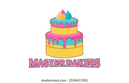 Kuchen-Logo, Süßwaren, Bäckerei-Logo, selbst gebacken, Herstellung von Kuchen, Vintage-Kuchen-Logo, Bäckerei, 