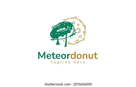 Cake logo design combined with planets. Can be used for space-themed cake logos. Vector