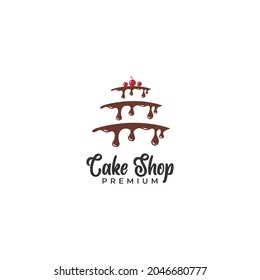 cake logo design with drippy chocolate cream