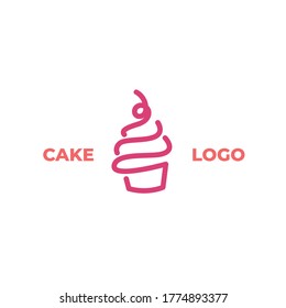 Cake logo design with line art style