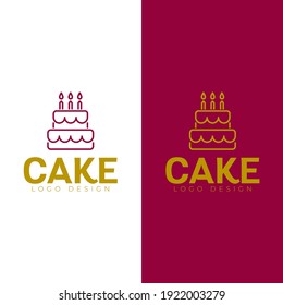 Cake logo design minimal and modern logotype vector template