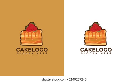 Cake logo design with strawberry 