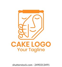 Vector de diseño de logotipo de torta, combinación o logotipo de doble significado entre el Vector de torta y la cara humana, bueno para las industrias de torta