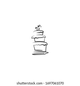 diseño de icono del logotipo del pastel con estilo de arte de línea simple