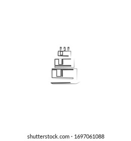 cake logo icon design with simple line art style
