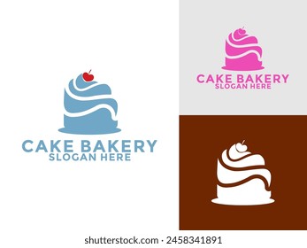 Cake logo icon template, Cake bakery logo vector illustration