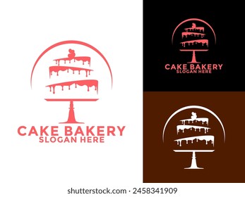 Icono del logotipo de la torta Plantilla, Ilustración vectorial del logotipo de la panadería de torta