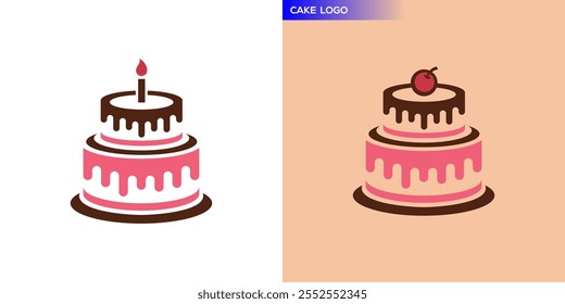Cake logo. Party, birthday, delicious. Icon symbol design template EPS 10.
