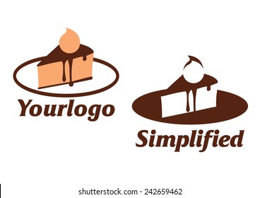 Cake logo, pastry shop and confectionery vector logotype, sweet chocolate bakery sign