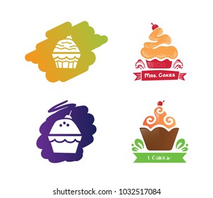 cake logo set. logo collection. colorful logo.