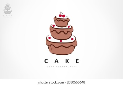 Cake logo vector. Food design.